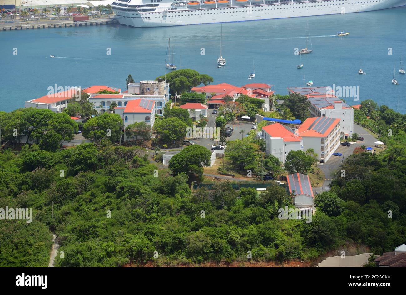 Il castello di Blackbeard si trova in cima a Government Hill, nella città di Charlotte Amalie, Saint Thomas Island, USA Virgin Islands. Foto Stock