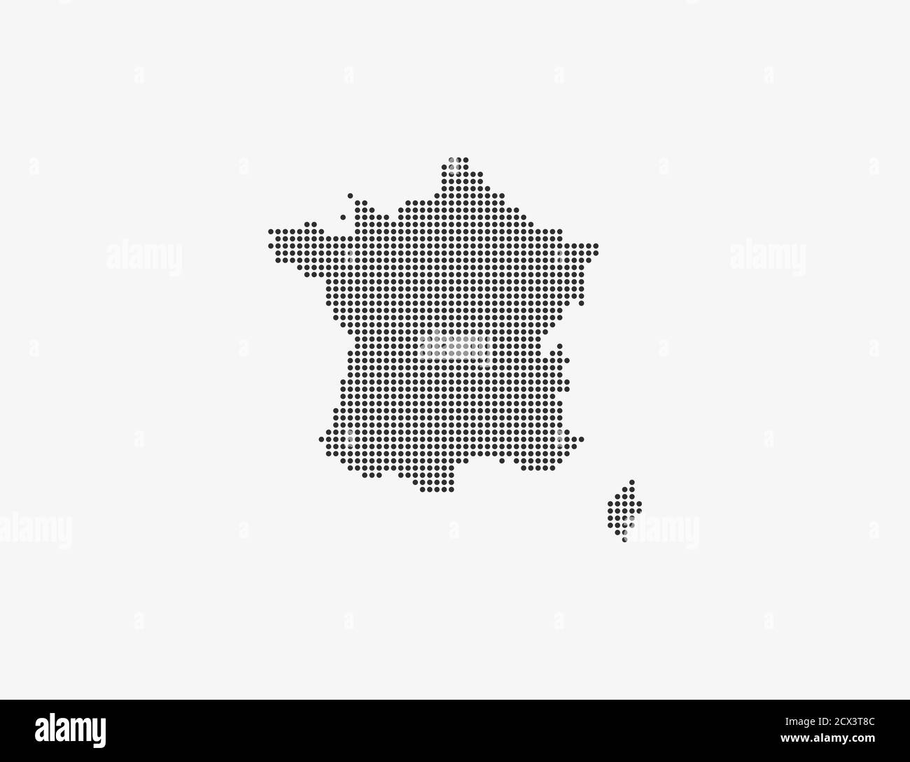 Francia, paese, mappa punteggiata su sfondo bianco. Illustrazione vettoriale. Illustrazione Vettoriale