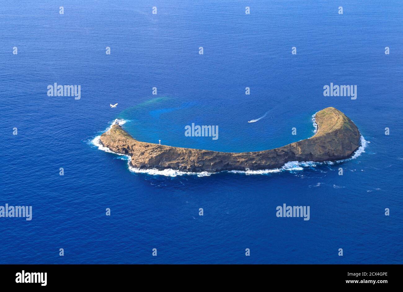 USA, Hawaii, Molokini Island, vista aerea Foto Stock