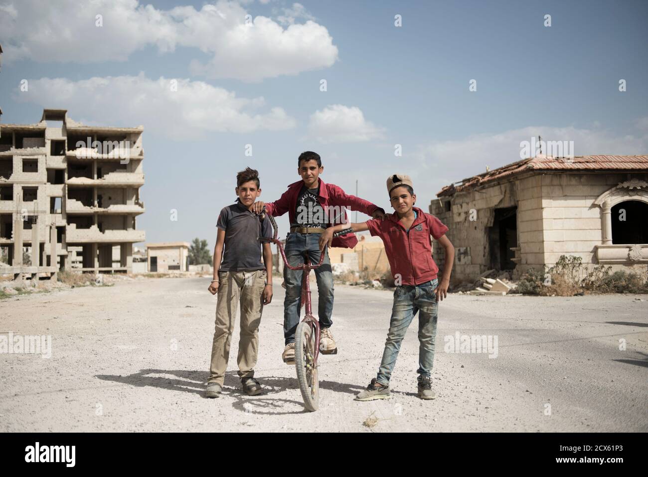 Gruppo di bambini per l'hajjera nella campagna di Damasco Set 29,2020 Foto Stock