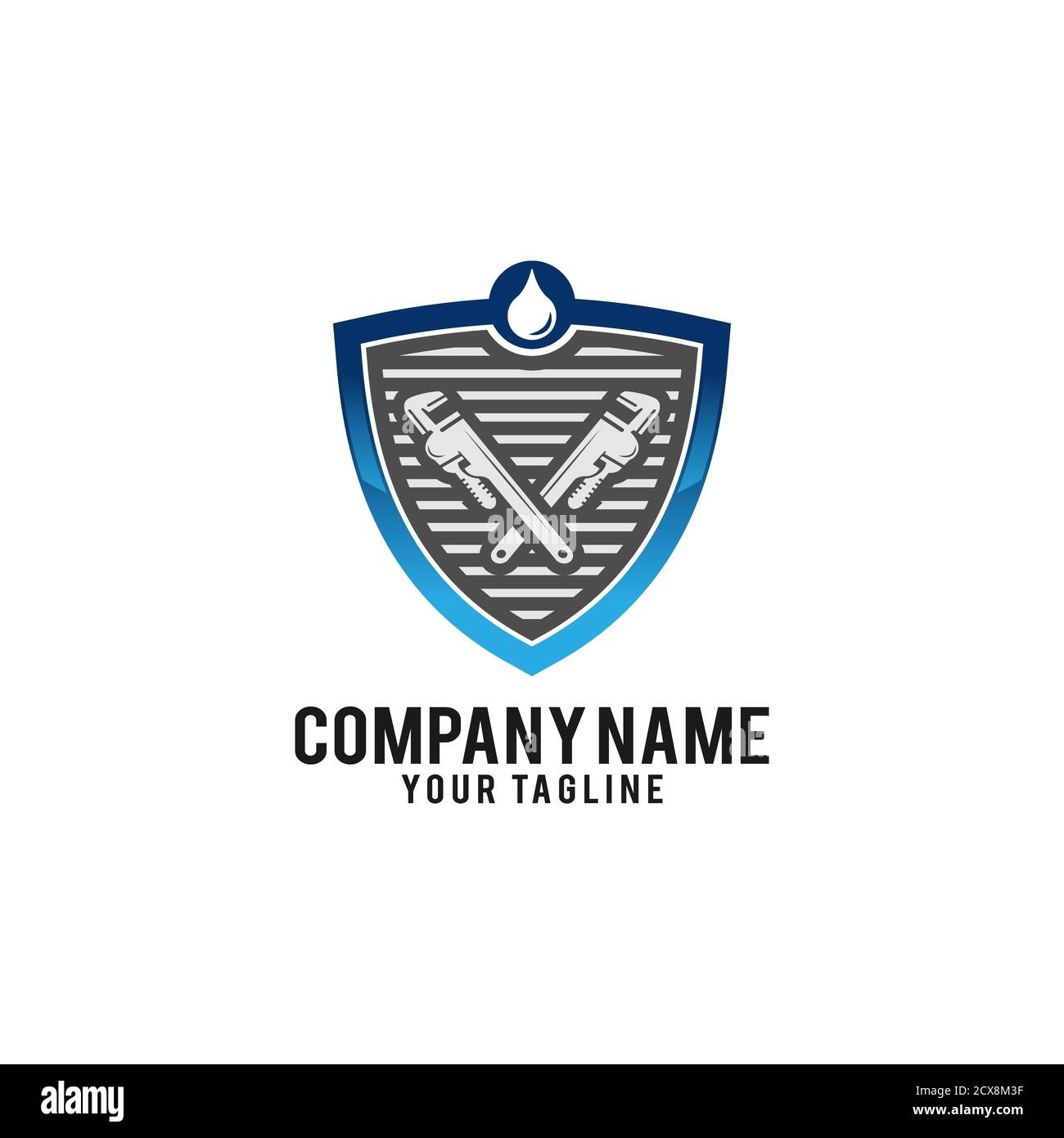 Modello logo servizio idraulico, logo servizio acqua Illustrazione Vettoriale