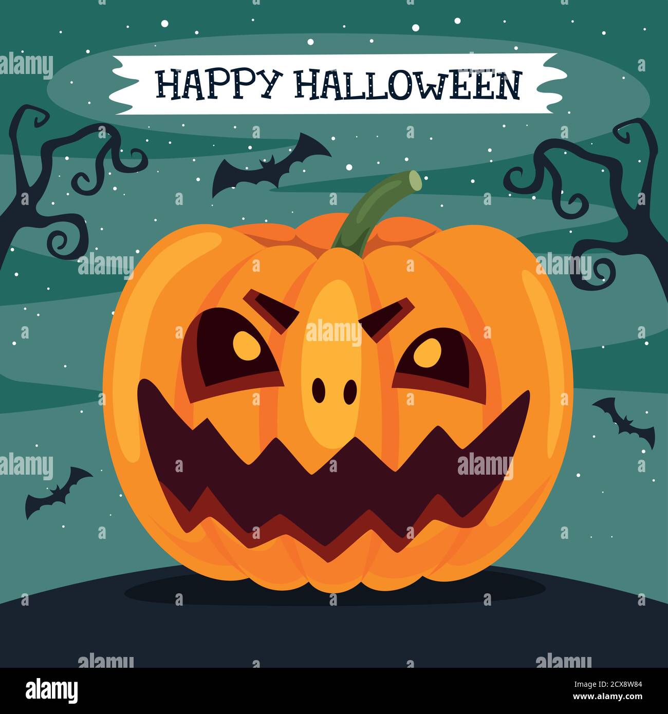 Halloween Design con il carattere cartoon Illustrazione Vettoriale