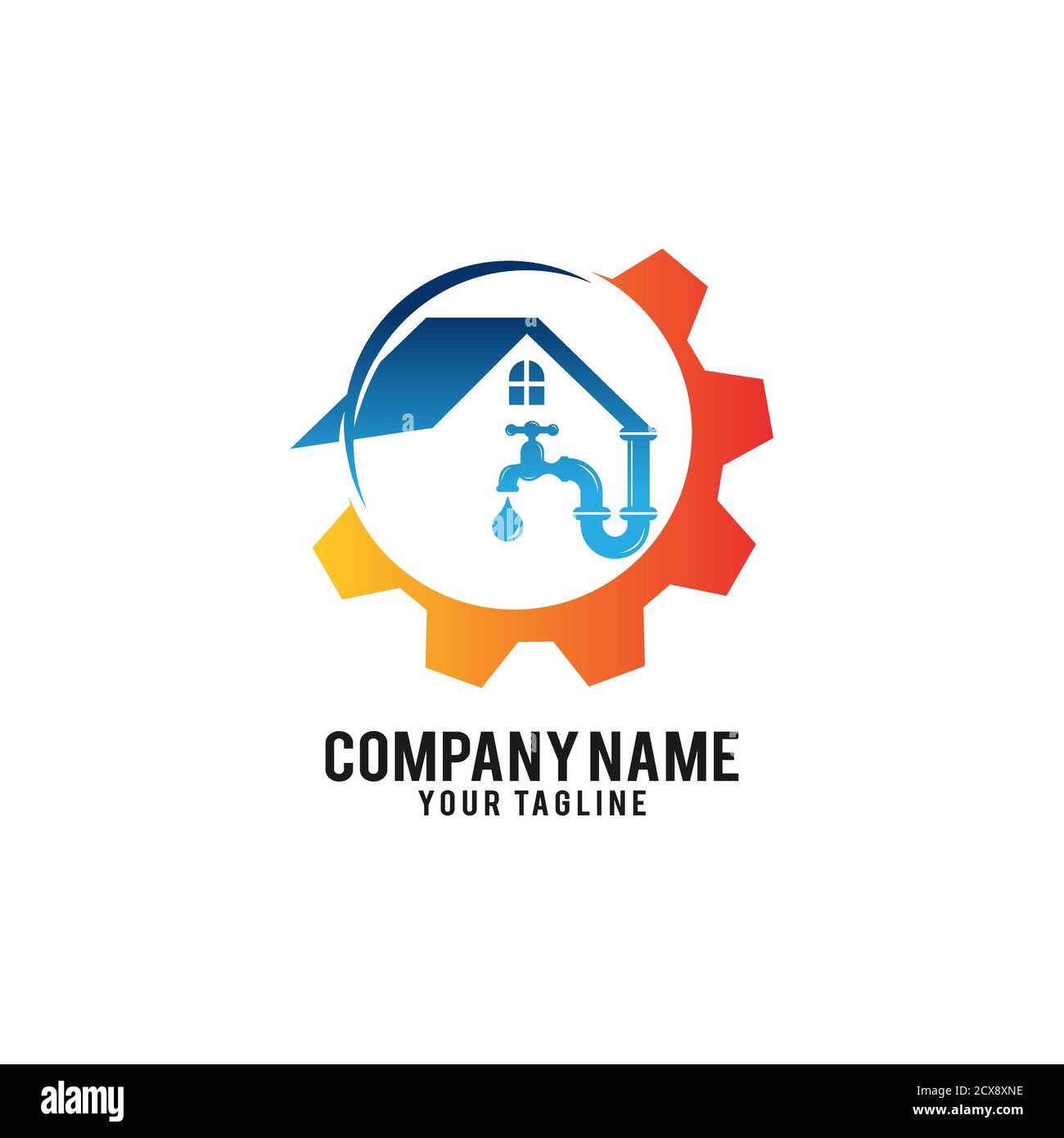 Modello logo servizio idraulico, logo servizio acqua Illustrazione Vettoriale