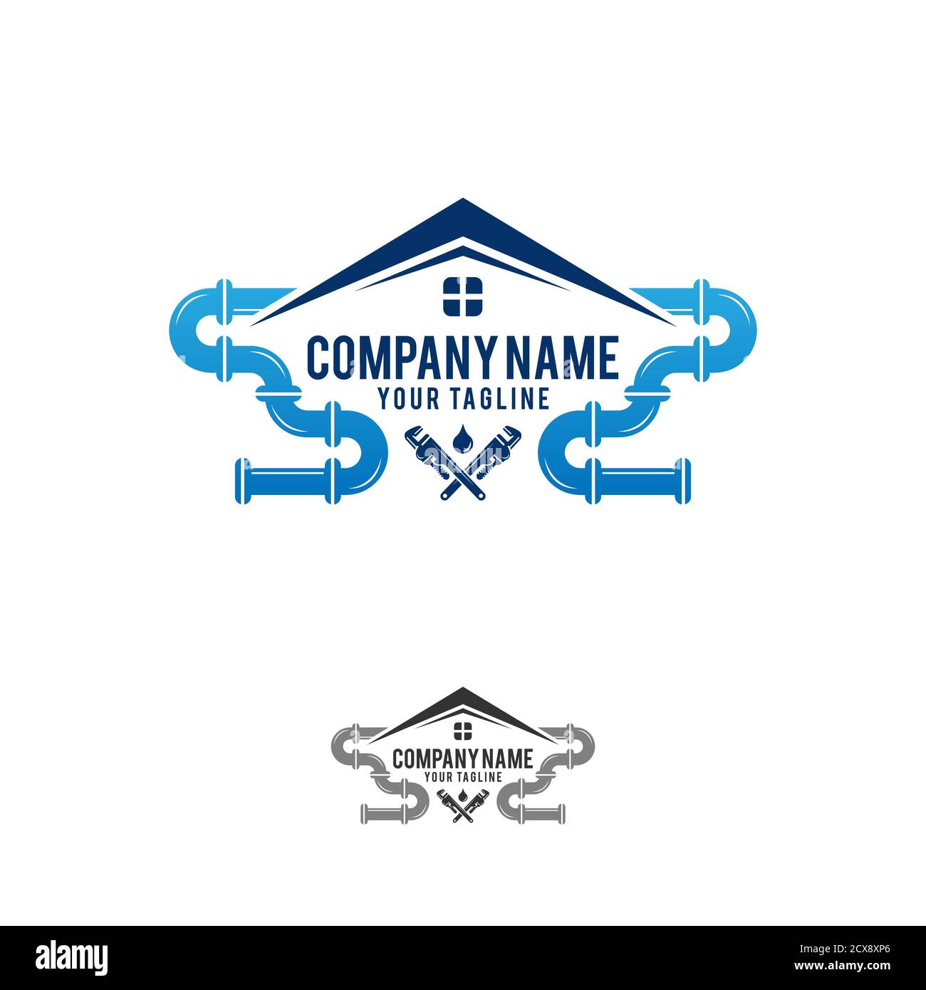 Modello logo servizio idraulico, logo servizio acqua Illustrazione Vettoriale