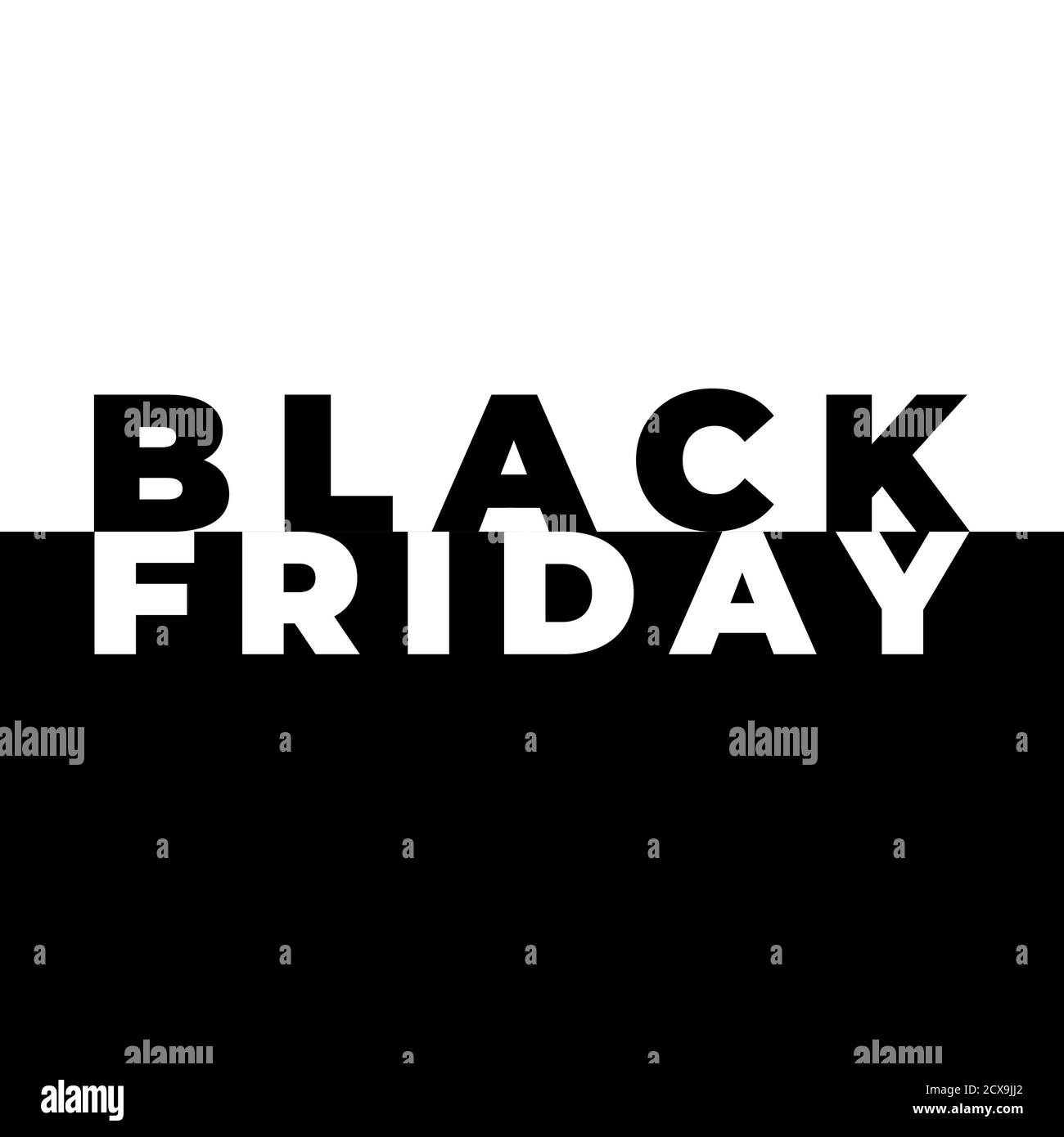 Banner di vendita Black Friday. Illustrazione vettoriale di stile minimale. Black Friday isolato su sfondo bianco e nero. Illustrazione Vettoriale