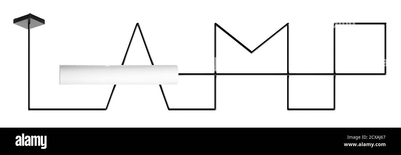 Parola "lampada" su sfondo bianco Foto Stock