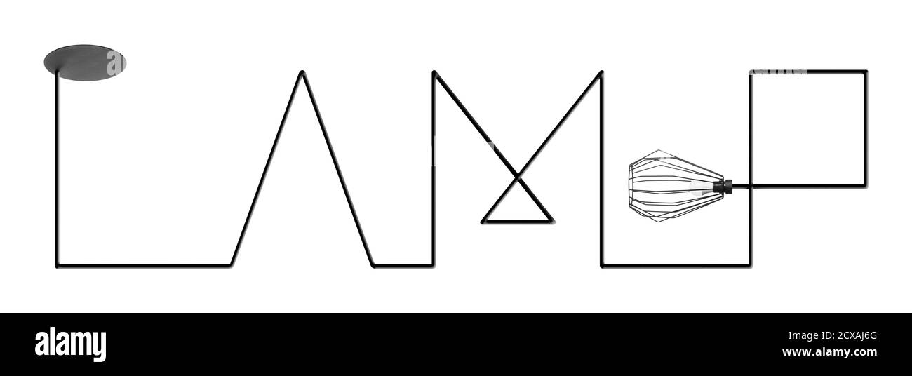 Parola "lampada" su sfondo bianco Foto Stock