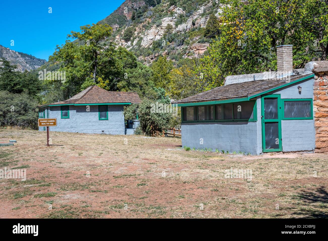 Sedona, AZ, Stati Uniti d'America - 13 ottobre 2019: Una capanna turistica a Slide Rock state Park Foto Stock