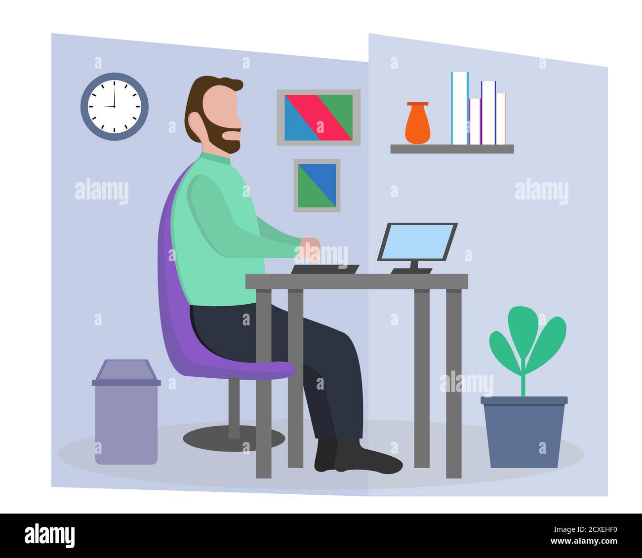 Illustrazione disegno vettoriale di uomo che lavora al suo computer Illustrazione Vettoriale Illustrazione disegno vettoriale di uomo che lavora al suo computer Illustrazione Vettoriale