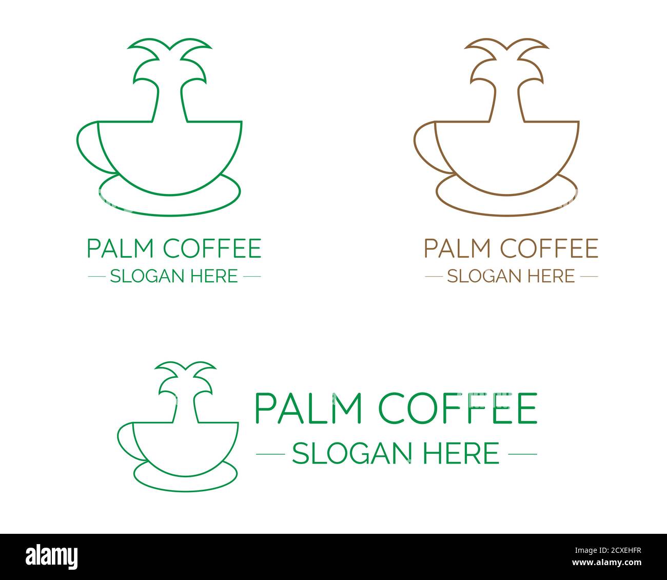 Illustrazione del disegno vettoriale del logo del caffè di palma per il caffè di affari negozio Illustrazione Vettoriale