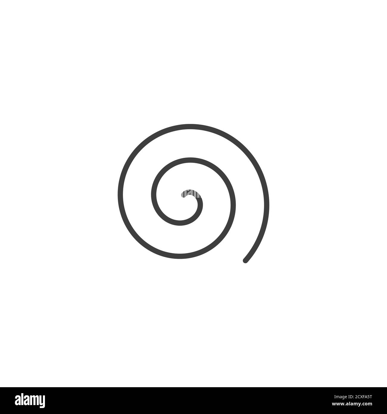 Spirale lineare grande. Spirale archimedina di colore nero con dieci torniture di un braccio di una spirale aritmetica, rotante con velocità angolare costante Illustrazione Vettoriale