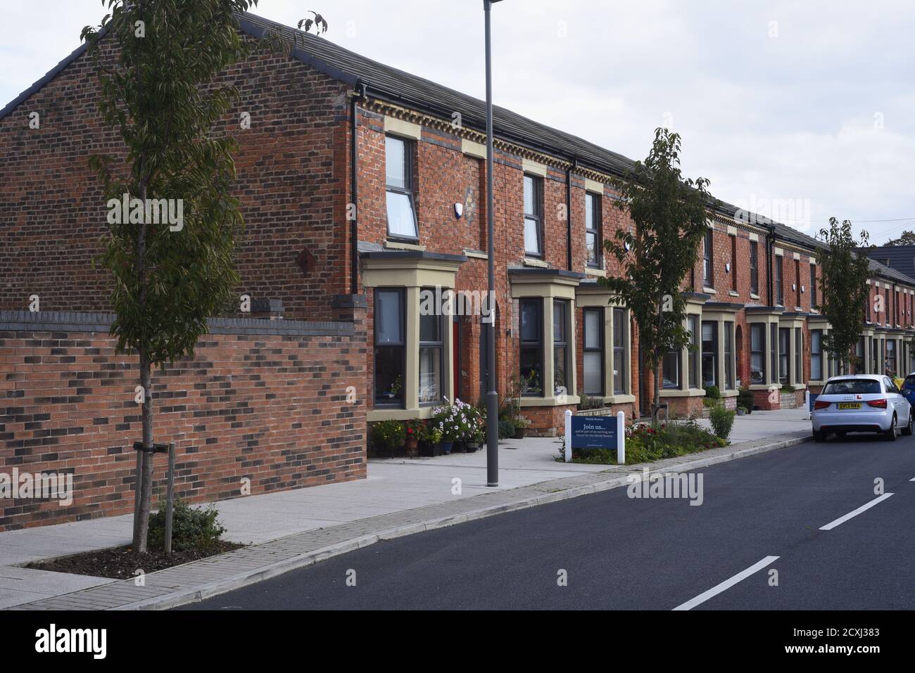 Redevelopemnt della zona residenziale di Welsh Streets, Liverpool settembre 2020. Le strade gallesi hanno vinto il premio residenziale al RICS Awards Grand Foto Stock