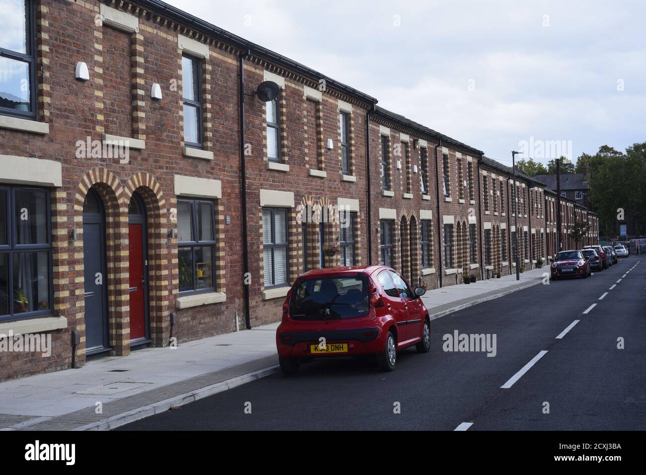 Redevelopemnt della zona residenziale di Welsh Streets, Liverpool settembre 2020. Le strade gallesi hanno vinto il premio residenziale al RICS Awards Grand Foto Stock