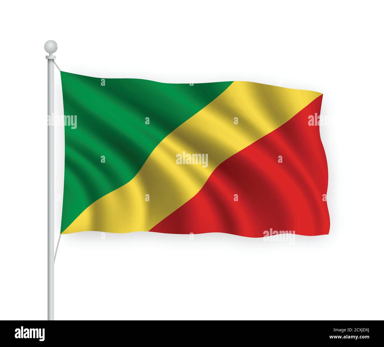 bandiera ondulata 3d Repubblica Congo isolato su sfondo bianco. Illustrazione Vettoriale