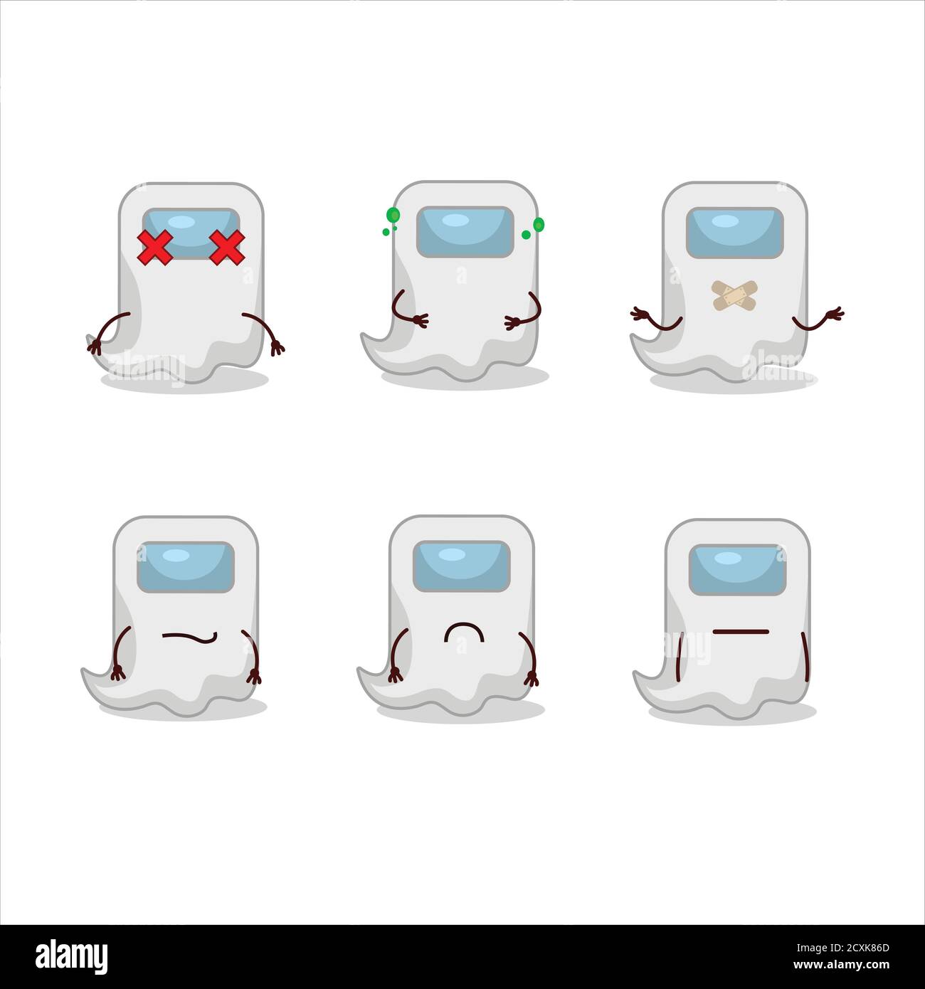 Ghost Among US personaggio cartoon bianco con espressione nope Illustrazione Vettoriale