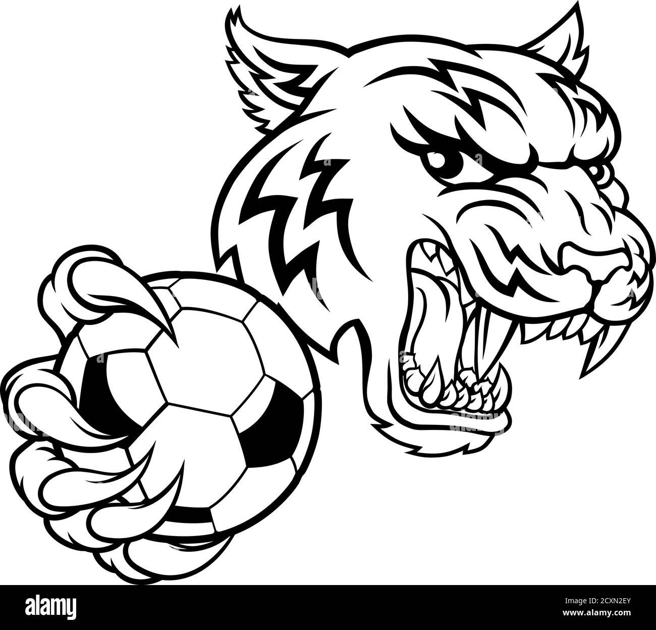 Tiger Soccer Football Player animale mascotte sportive Illustrazione Vettoriale