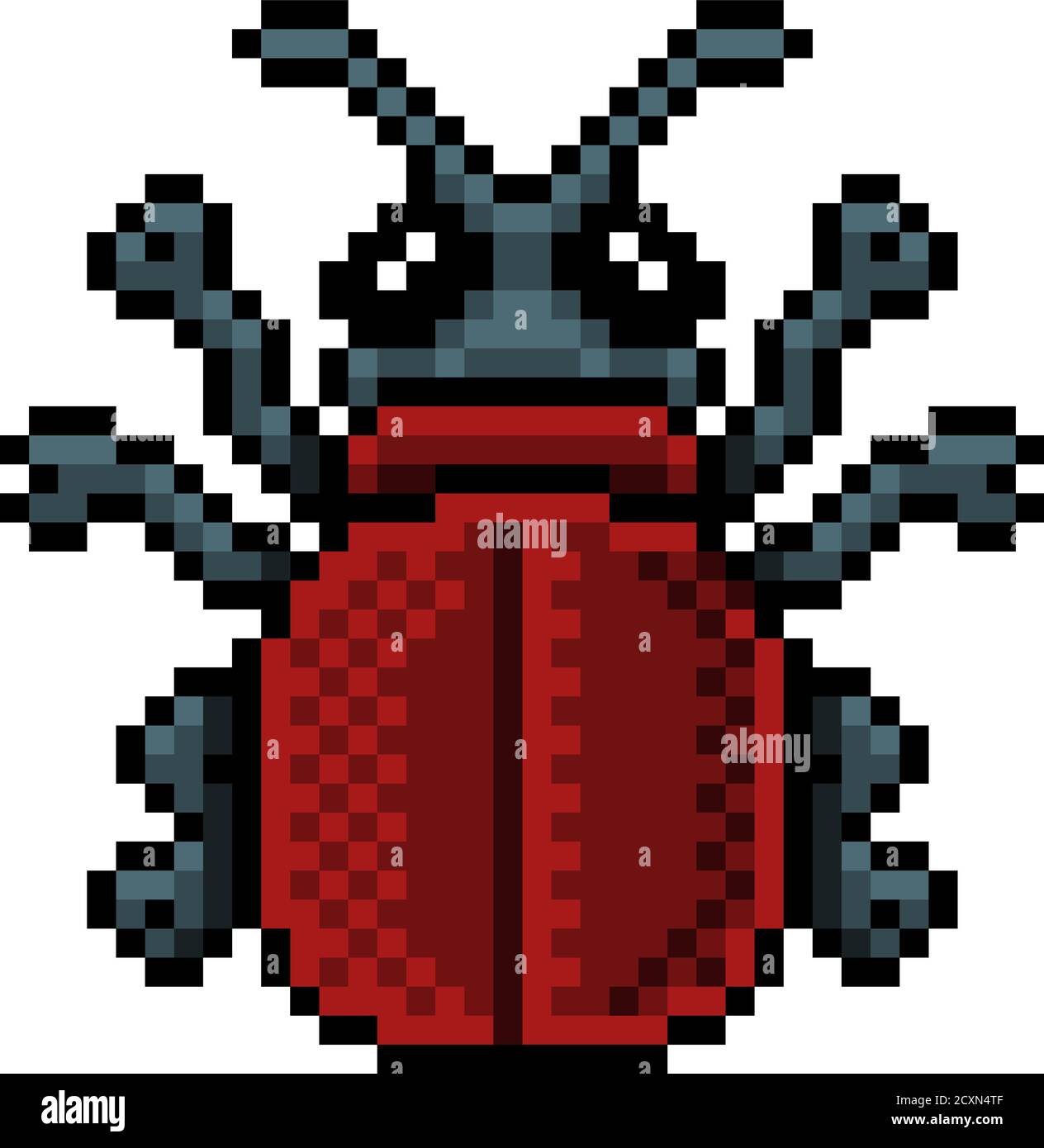 Bug Beetle Insect pixel Art Video Game 8 bit icona Illustrazione Vettoriale