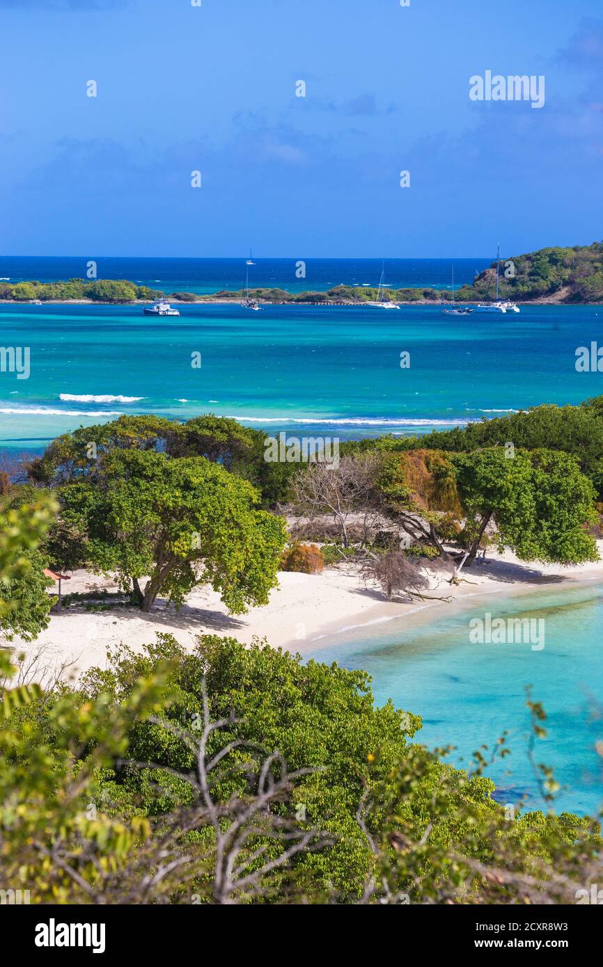 Saint Vincent e Grenadine, Union Island, Campbell Beach e Frigate Island Foto Stock