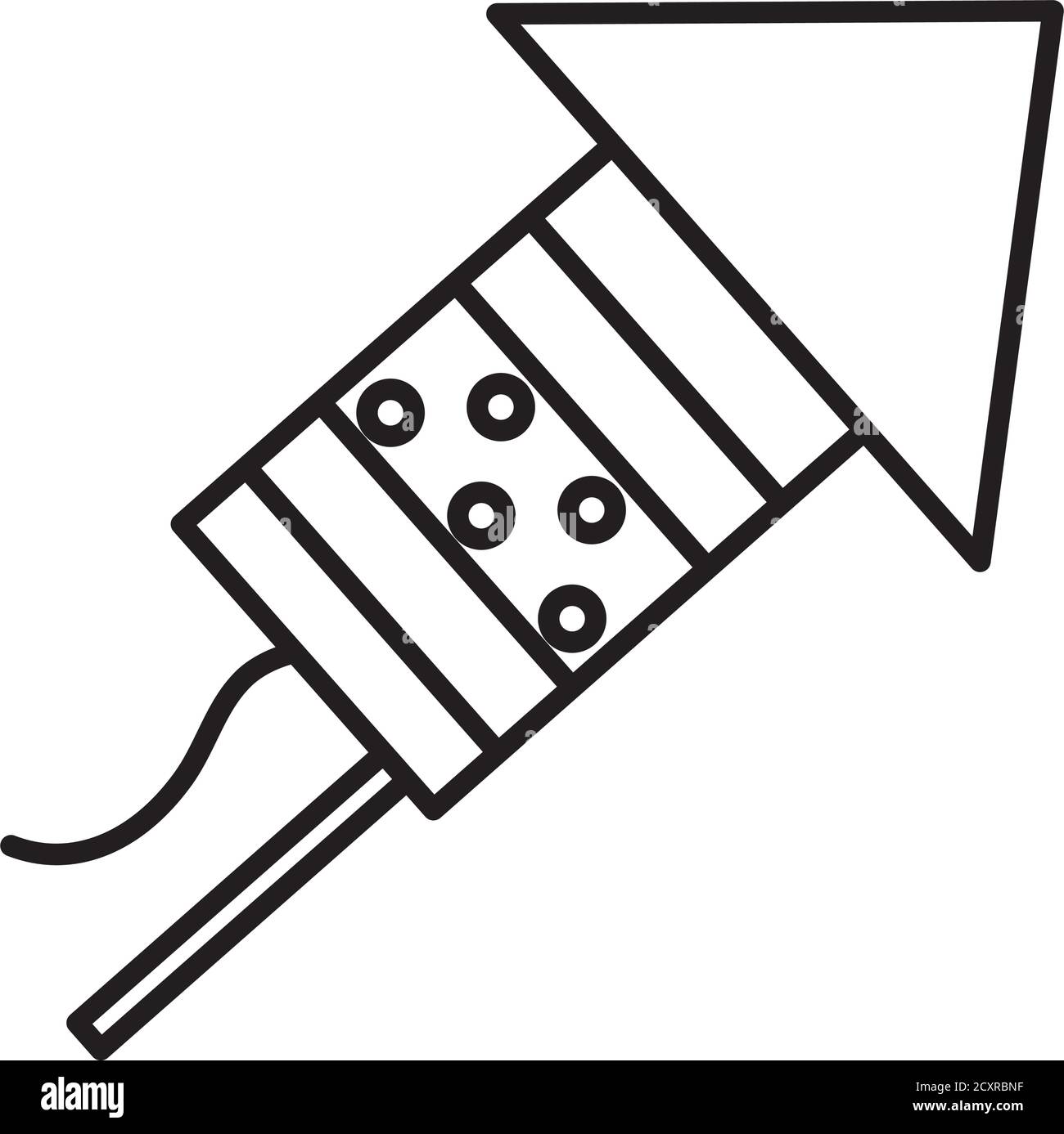 icona di fuoco a razzo su sfondo bianco, stile di linea, illustrazione vettoriale Illustrazione Vettoriale