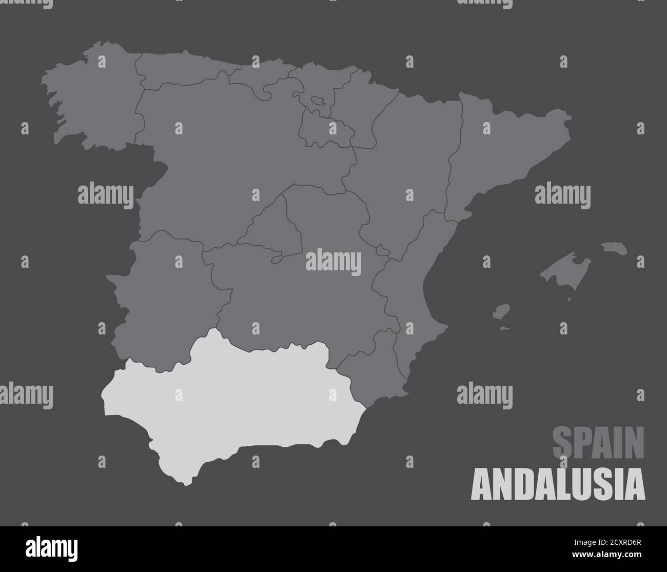Spagna Mappa Andalusia Illustrazione Vettoriale