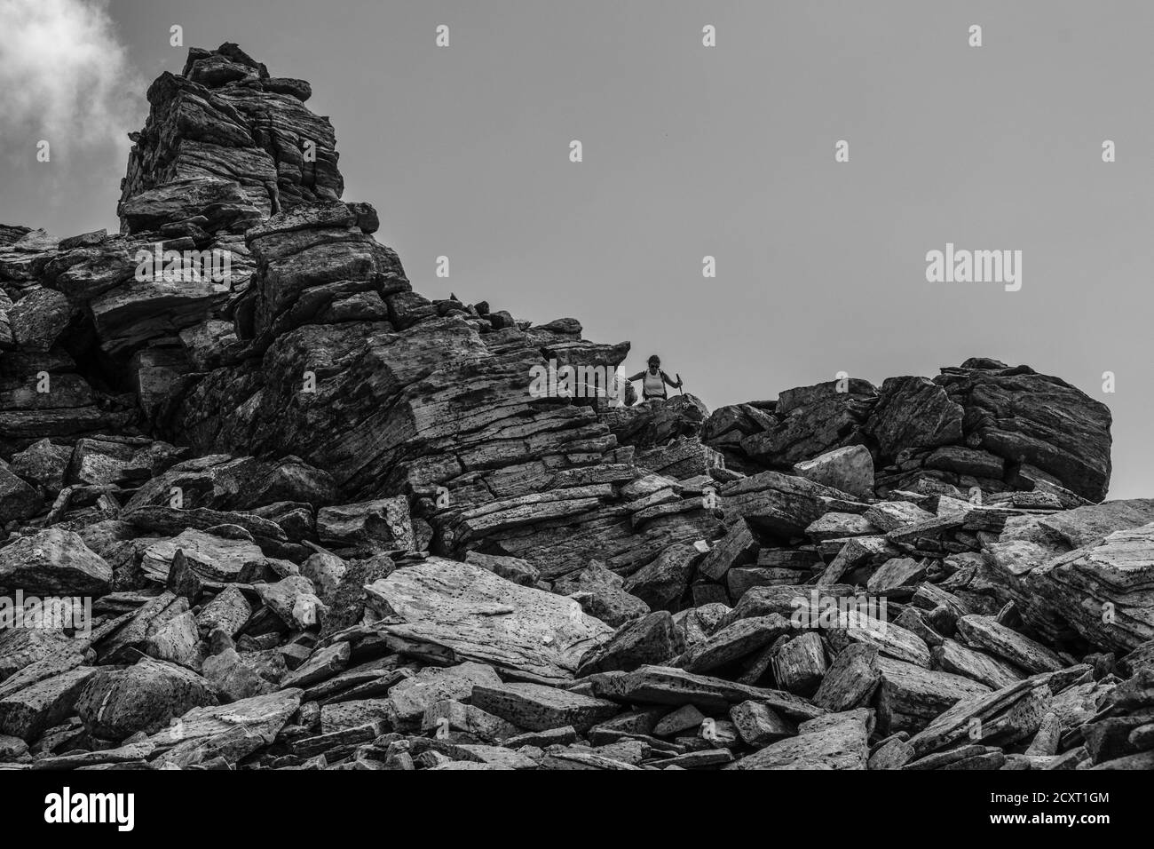 Alla vetta del Piz Moesola, San Bernardino, Svizzera Foto Stock