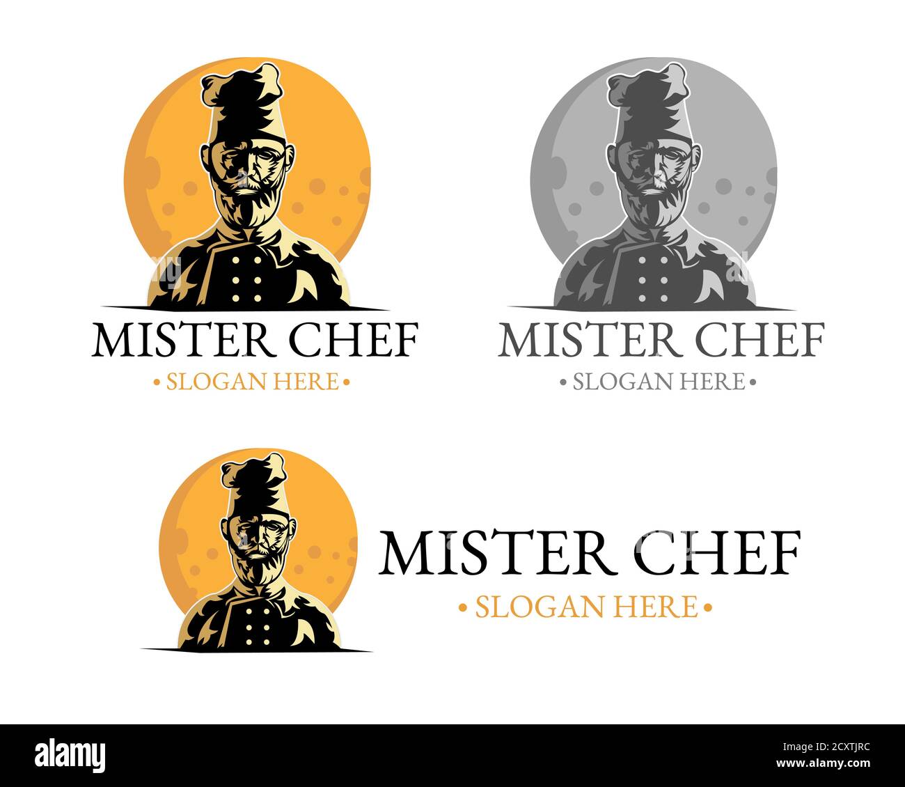 Illustrazione disegno vettoriale del modello mascotte del logo dello chef Illustrazione Vettoriale