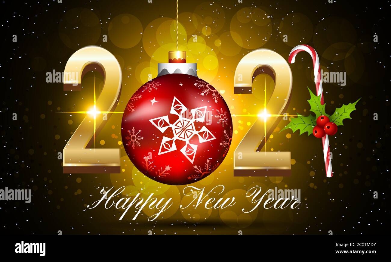 Nuovo anno 2021 sfondo vettoriale con testo dorato - 2021 Illustrazione di buon anno con numeri d'oro – 2021 Illustrazione di New Year Vector Illustrazione Vettoriale