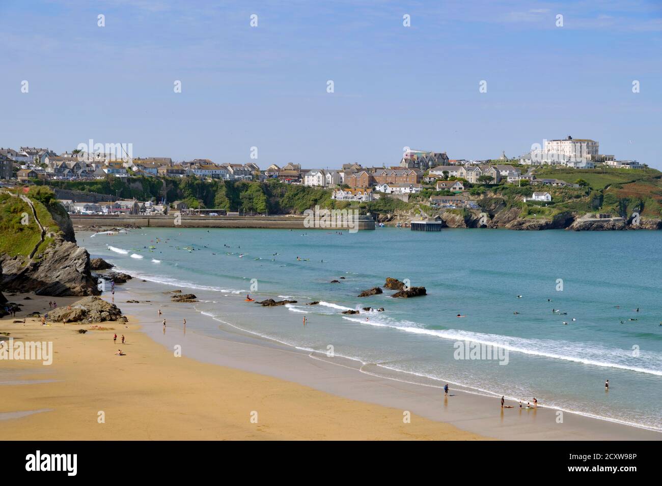 Newquay Bay, North Cornwall, Inghilterra. Foto Stock