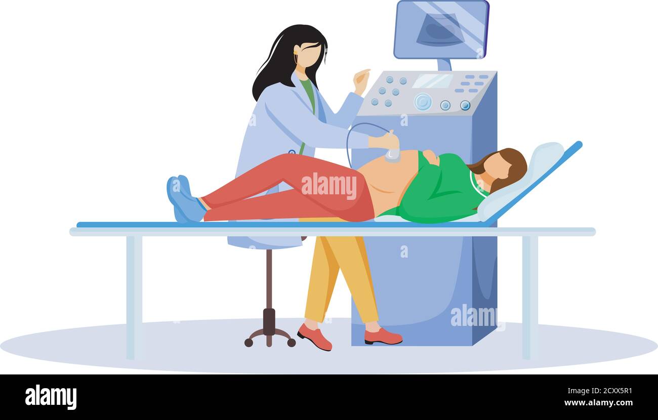 Controllo dello screening ecografico dell'illustrazione del vettore piano del feto Illustrazione Vettoriale