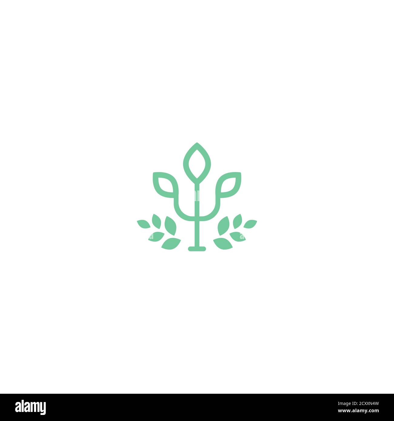 Lettera greca verde psi con foglia. Logo di neurologia e psicologia isolato su bianco. Concetto di psicoterapia. Illustrazione vettoriale Illustrazione Vettoriale