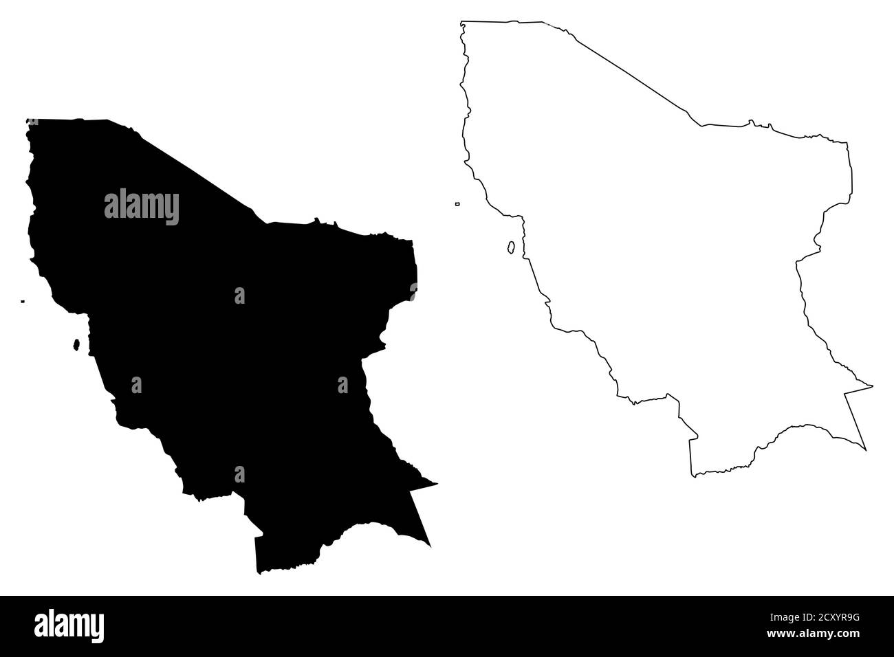 Mappa della contea di Marsabit (Repubblica del Kenya, Provincia Orientale) illustrazione vettoriale, schizzo della mappa del distretto di Marsabit Illustrazione Vettoriale