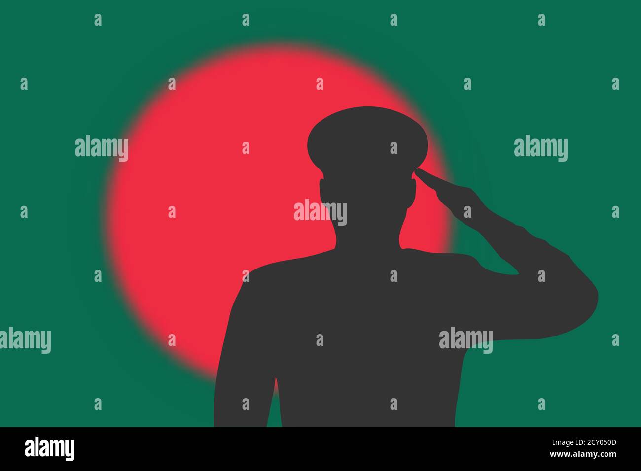 Saldare la silhouette su sfondo sfocato con bandiera Bangladesh. Illustrazione Vettoriale