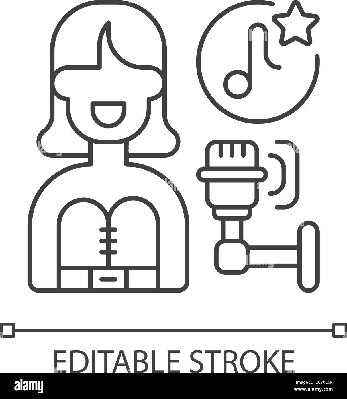 Icona pixel Perfect Linear per la musica pop Illustrazione Vettoriale