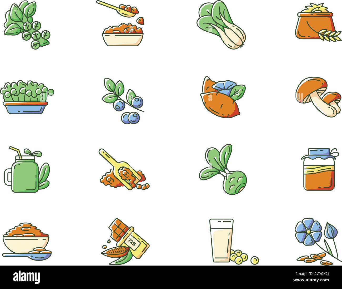 Serie di icone di colore RGB per la varietà dei supercals Illustrazione Vettoriale