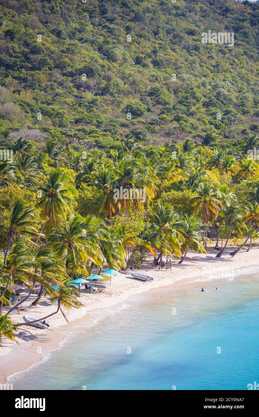 Saint Vincent e Grenadine, Mayreau, vista di Saltwhistle Bay Foto Stock