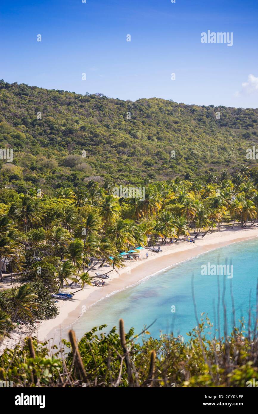 Saint Vincent e Grenadine, Mayreau, vista di Saltwhistle Bay Foto Stock