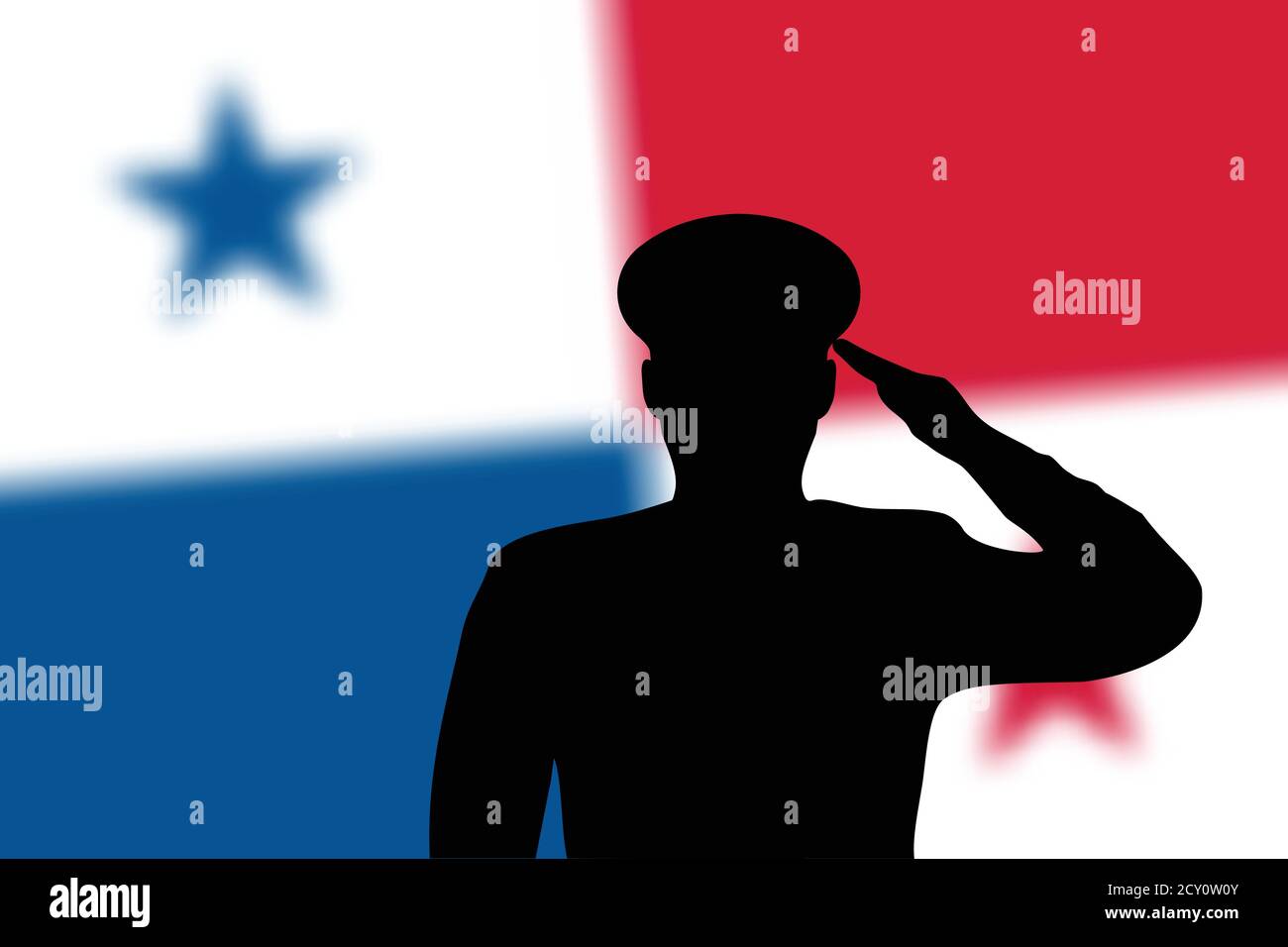 Silhouette a saldare su sfondo sfocato con bandiera Panama. Illustrazione Vettoriale