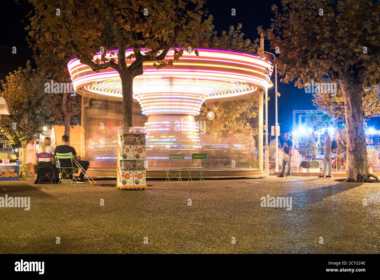 Giostra di notte Foto Stock