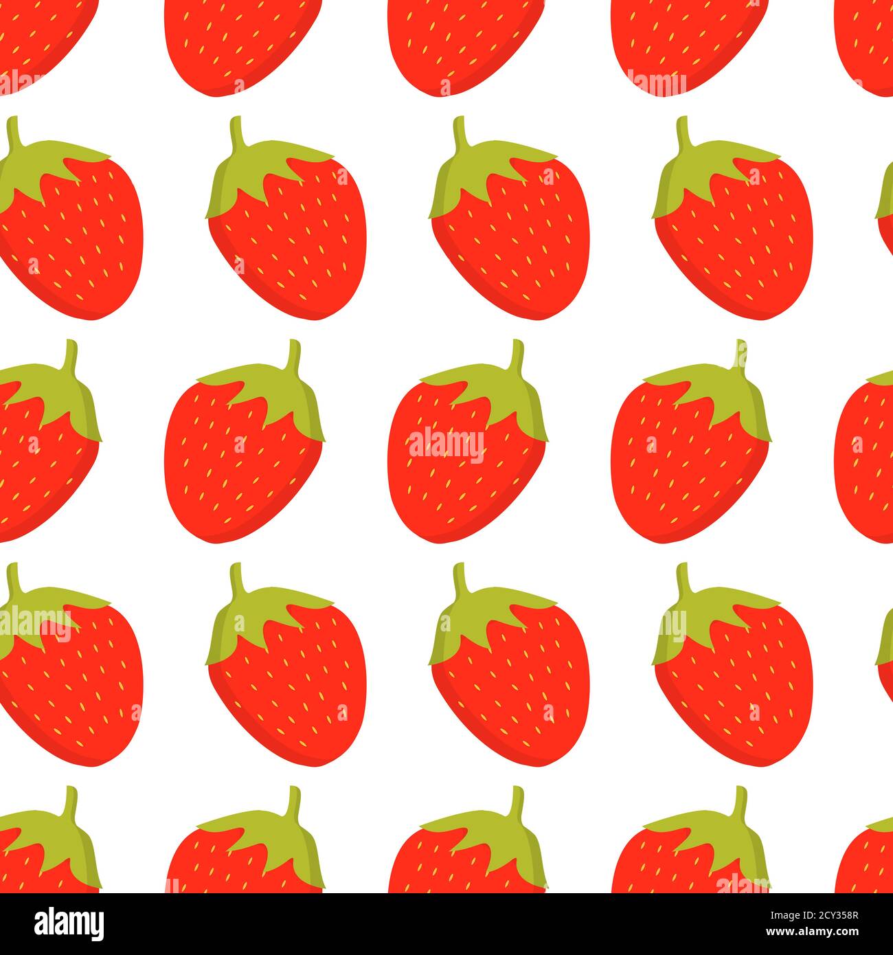 Modello senza cuciture con bacche di fragola fresca in stile piatto un vettore. Illustrazione Vettoriale