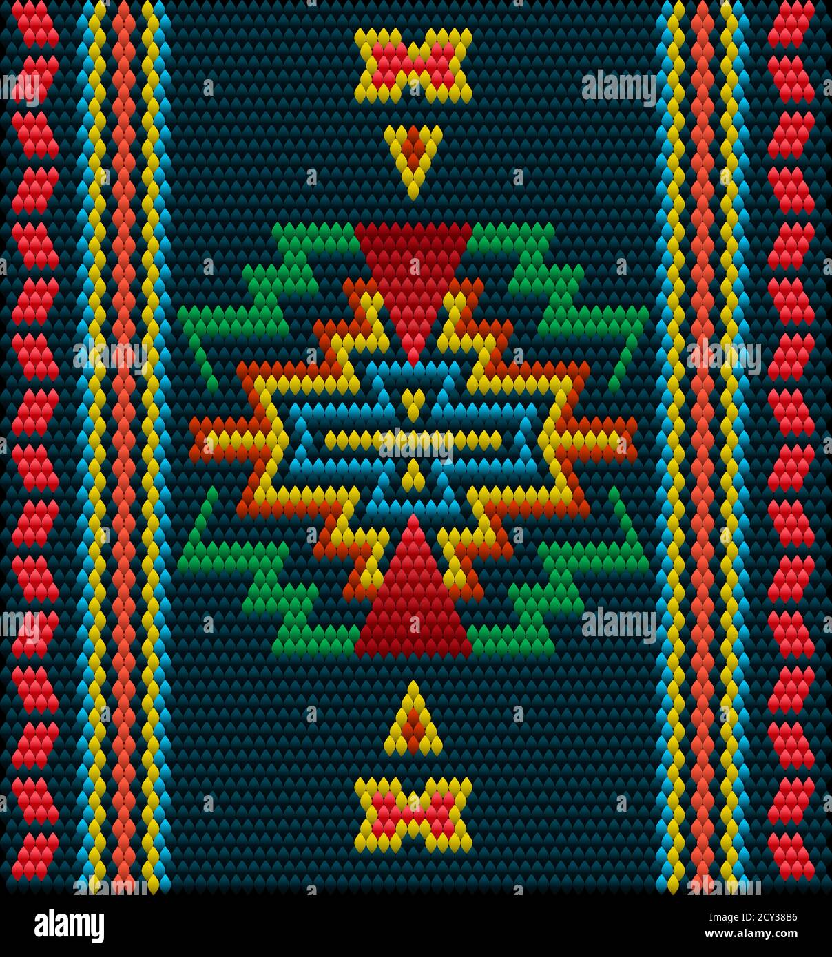 Un ornamento tradizionale dei popoli e dei paesi dell'Asia, in cui i colori saturi attirano fortuna e ricchezza. Tappeti tessuti da donna con ornamento em Illustrazione Vettoriale