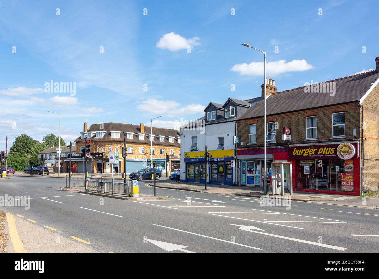High Street, Cowley, London Borough of Hillingdon, Greater London, Inghilterra, Regno Unito Foto Stock