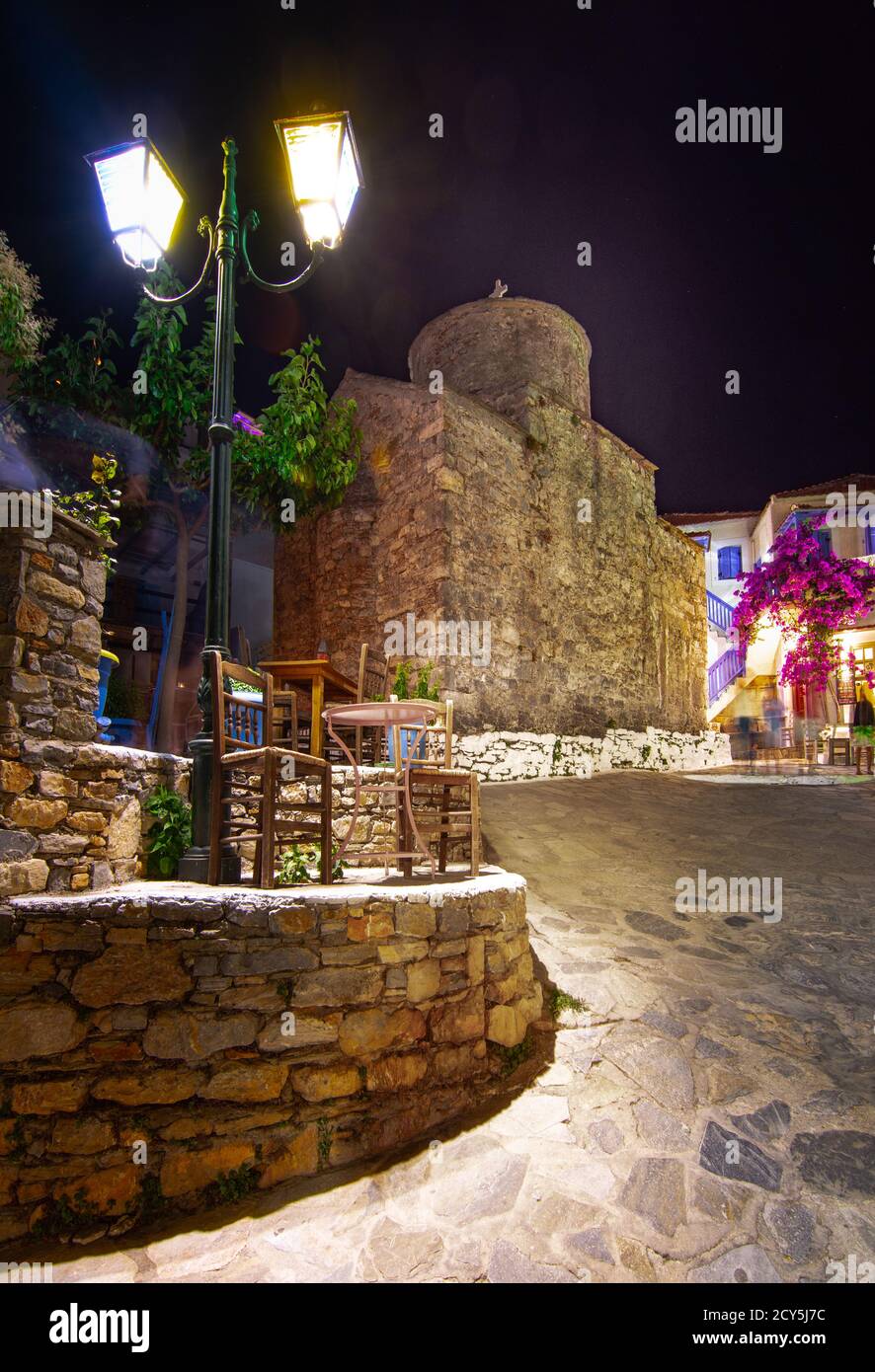Il vecchio villaggio di Chora nell'isola di Alonnisos, Grecia. Foto Stock