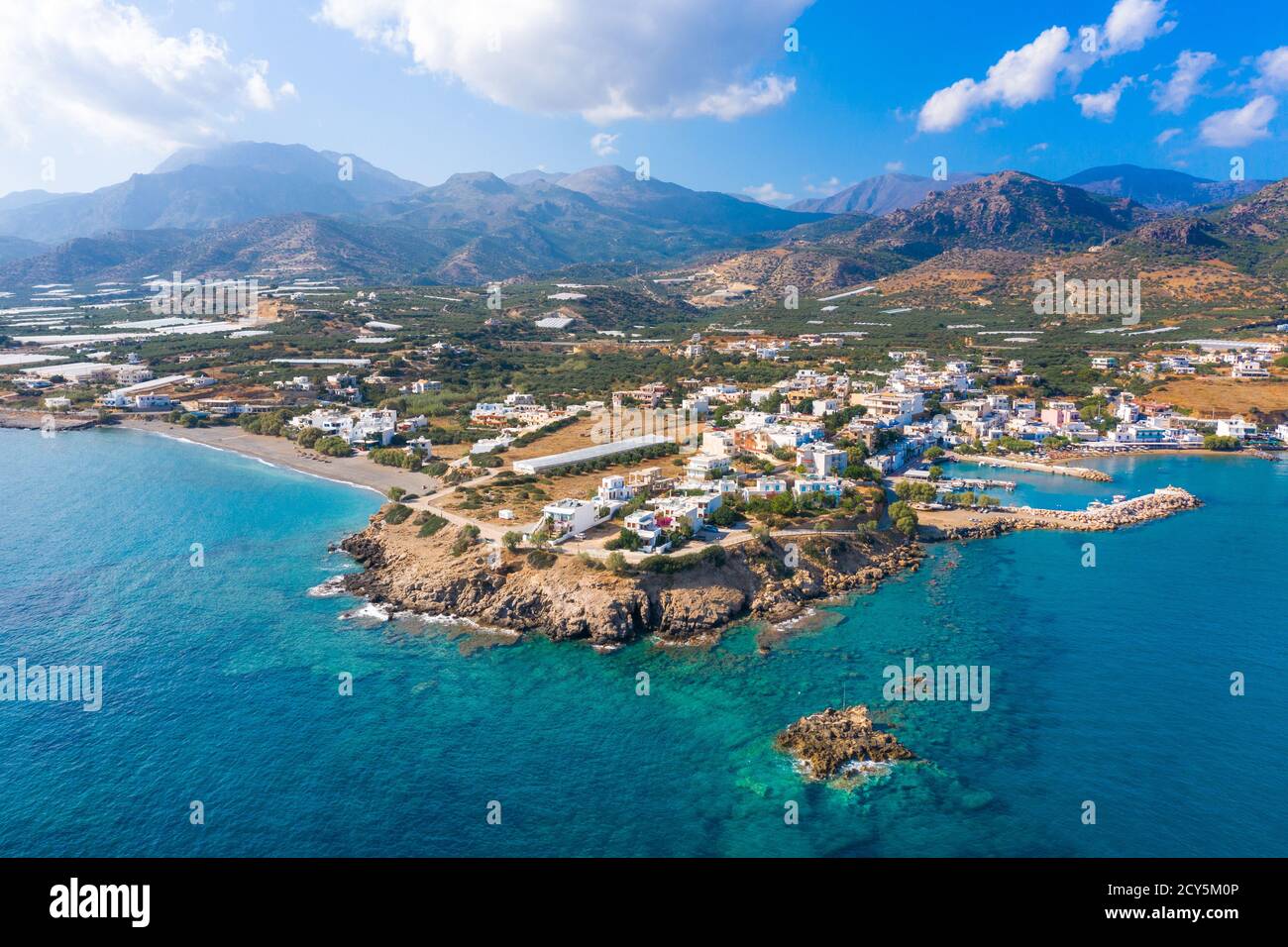 Porto di Makri Gialos villaggio nel sud di Creta, Grecia. Foto Stock