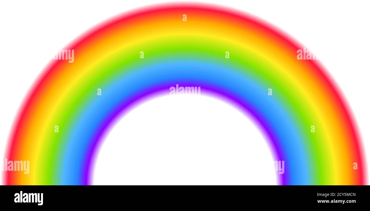 Forma arcobaleno, semicerchio, colori a spettro luminoso, motivo a strisce colorate. Illustrazione vettoriale. Icona arcobaleno. Illustrazione Vettoriale