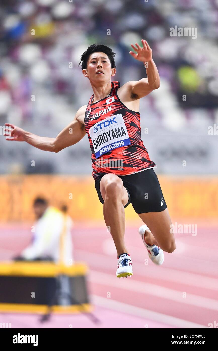 Shiroyama Shoutarou (Giappone). Salto in lungo finale degli uomini. IAAF mondiale di atletica, Doha 2019 Foto Stock
