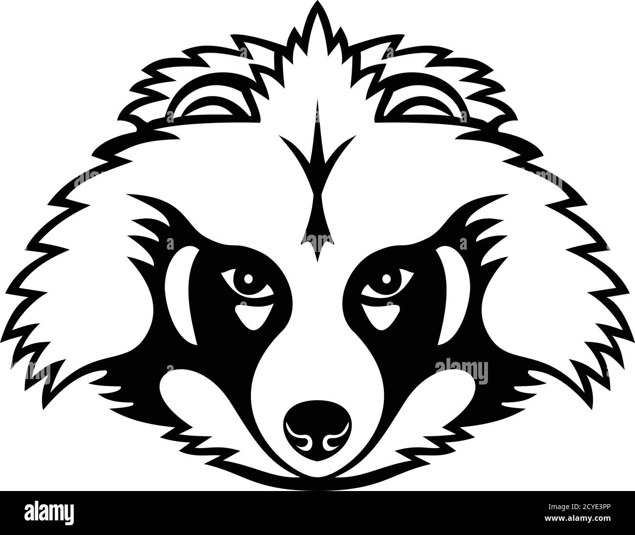 Mascot illustrazione della testa di un cane giapponese di raccoon o tanuki, una sottospecie del cane asiatico di raccoon visto dalla parte anteriore su sfondo isolato in ret Illustrazione Vettoriale