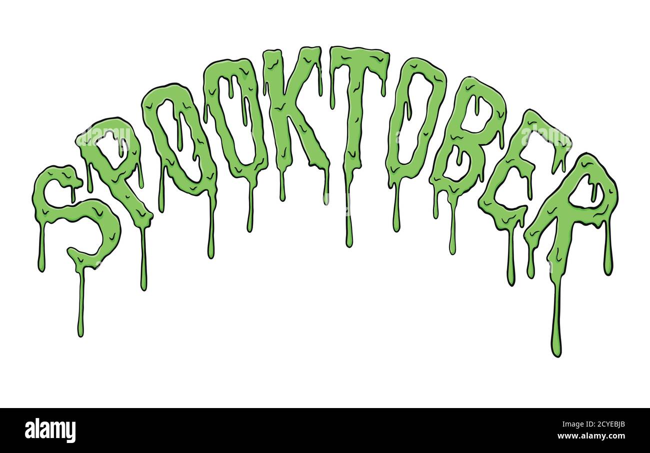 Spooktober. Halloween ottobre Pun mano scritta design. Illustrazione vettoriale per il design della t-shirt, poster, icona, web design Illustrazione Vettoriale