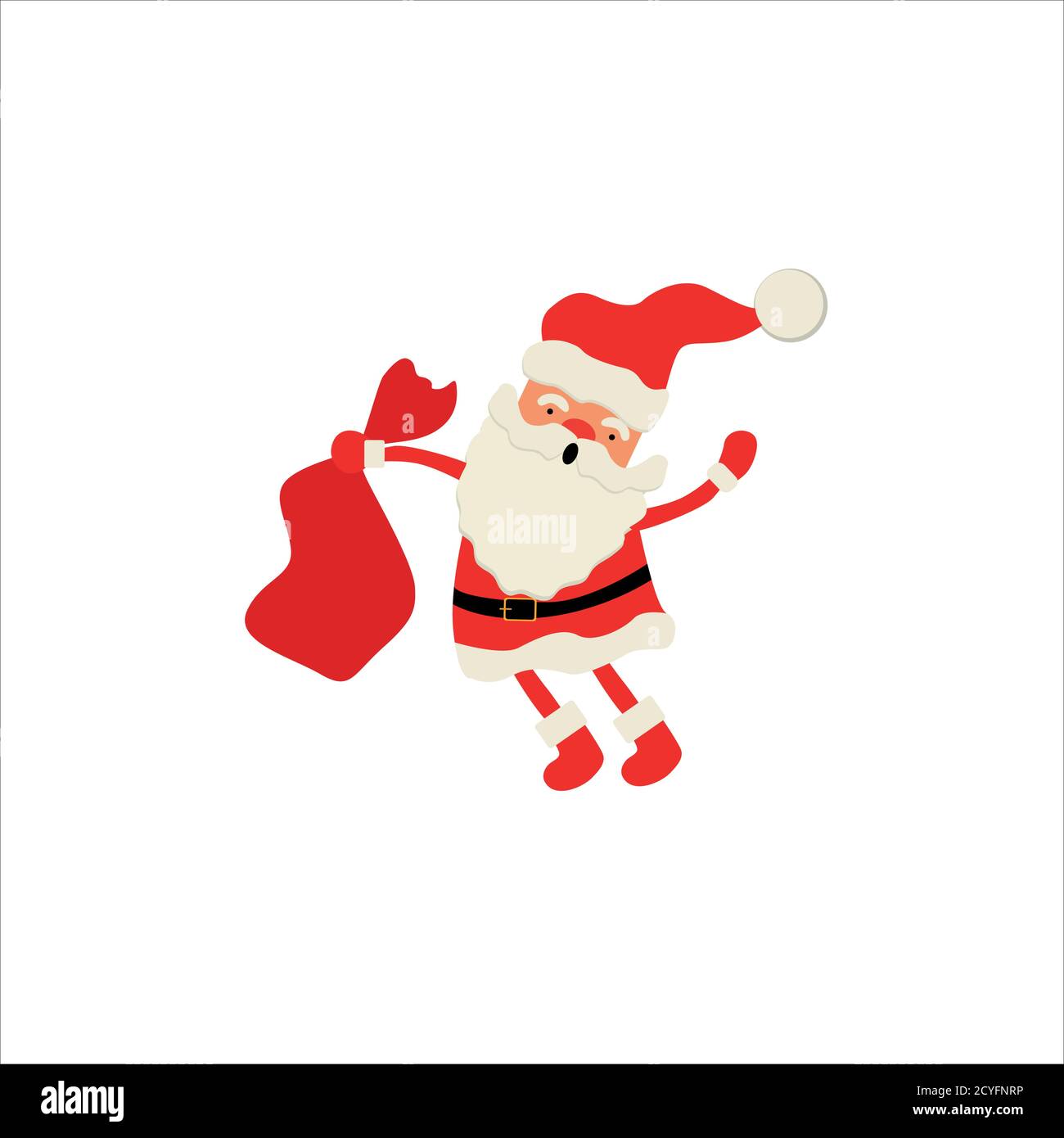 Babbo Natale su sfondo bianco. Illustrazione Vettoriale per retrò scheda di natale. Illustrazione Vettoriale