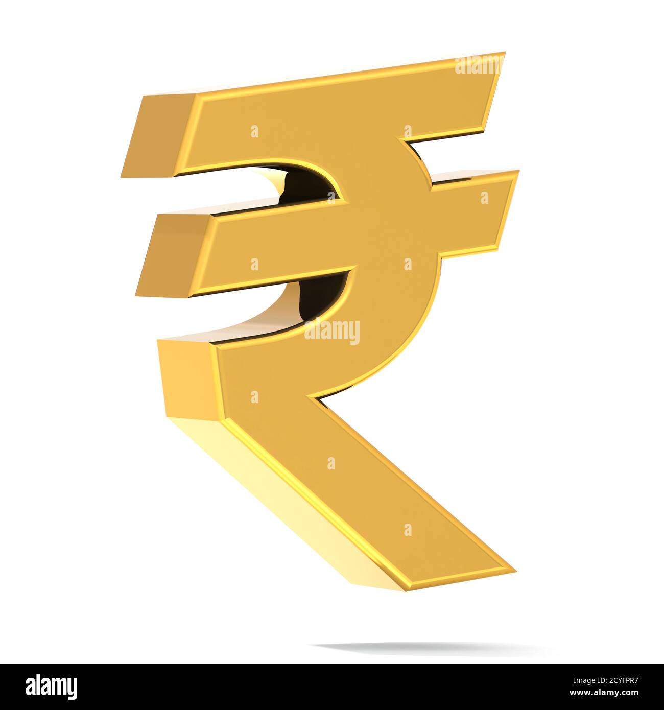 Golden India Rupee segno isolato, rendering 3D Foto Stock
