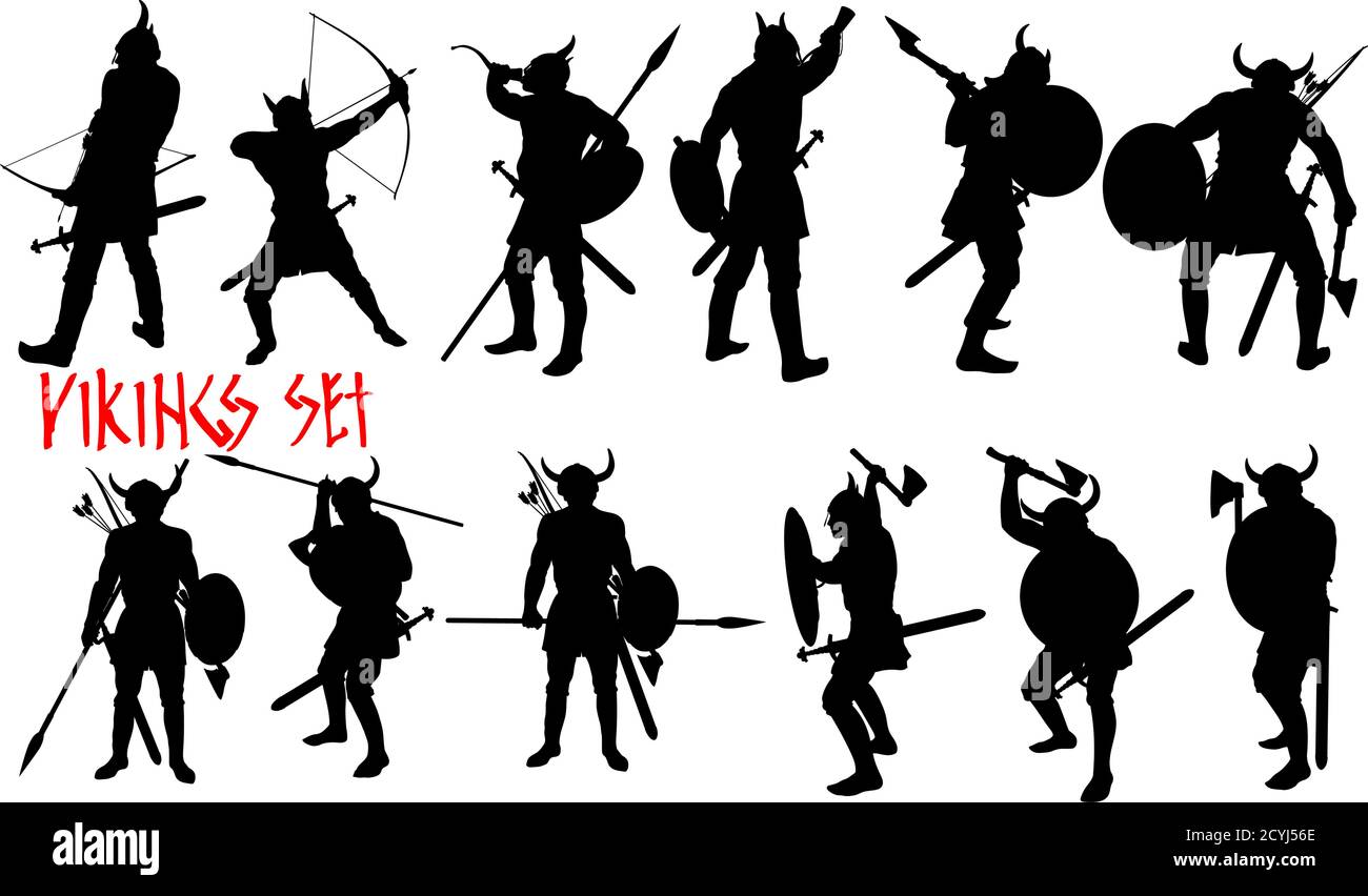 Set Viking nero Illustrazione Vettoriale Set Viking nero Illustrazione Vettoriale